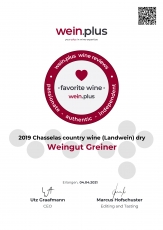Unser Chasselas 2019 ist Lieblingswein von Marcus Hofschuster + SEHR GUT +