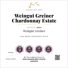 Sommeliers Choice Awards 2026 - GREINER 2024 Chardonnay - WINNER Double Gold und 98 Punkte